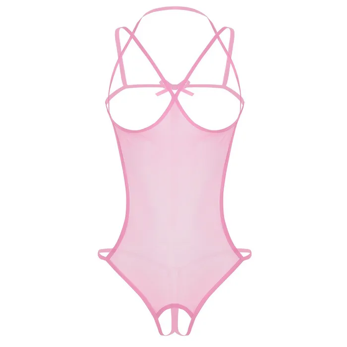 Male Sex Toys EVEs SECRETS Womens Mesh Crotchless Bodysuit with Open Bust Erotic Outfits for Women