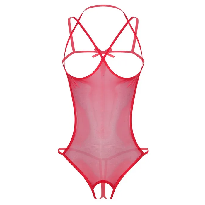 Male Sex Toys EVEs SECRETS Womens Mesh Crotchless Bodysuit with Open Bust Erotic Outfits for Women