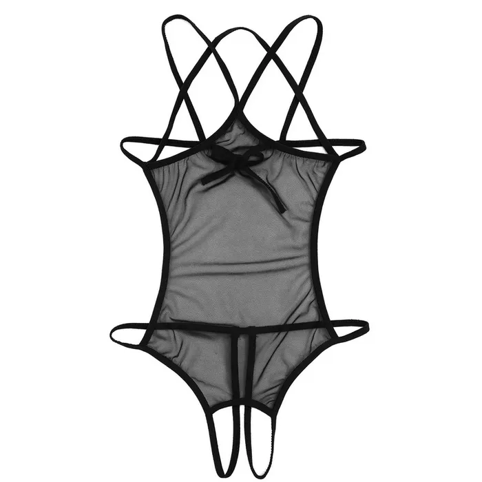 Male Sex Toys EVEs SECRETS Womens Mesh Crotchless Bodysuit with Open Bust Erotic Outfits for Women