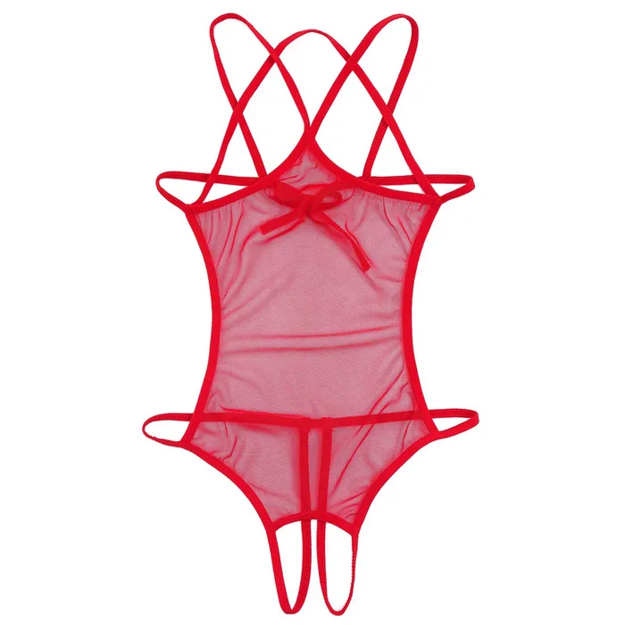 Male Sex Toys EVEs SECRETS Womens Mesh Crotchless Bodysuit with Open Bust Erotic Outfits for Women
