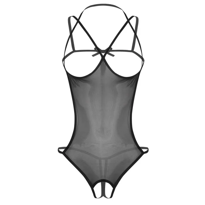 Male Sex Toys EVEs SECRETS Womens Mesh Crotchless Bodysuit with Open Bust Erotic Outfits for Women