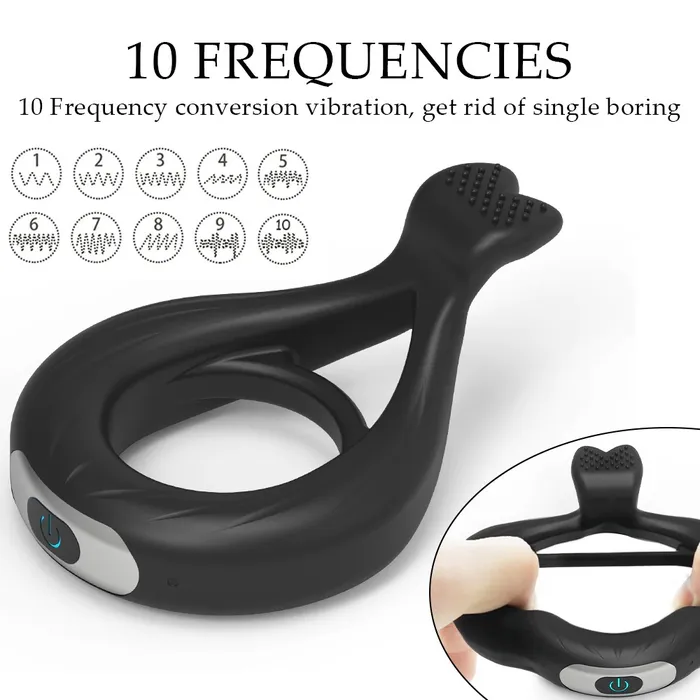 Male Sex Toys Male 10 Modes Vibrating Penis Ring Elastic Cock Ring Adult Sex Toys for Men and Couples EVEs SECRETS