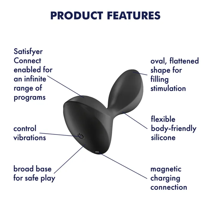 Satisfyer Anal Satisfyer Vibrating Butt Plug Sweet Seal App Controlled Black