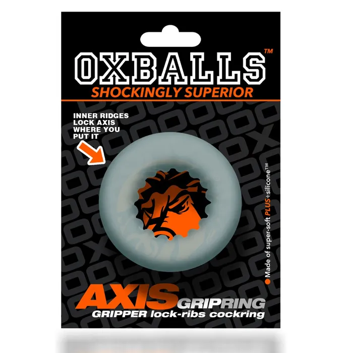 Oxballs Male Sex Toys Oxballs Axis Rib Griphold Cock Ring Clear Ice