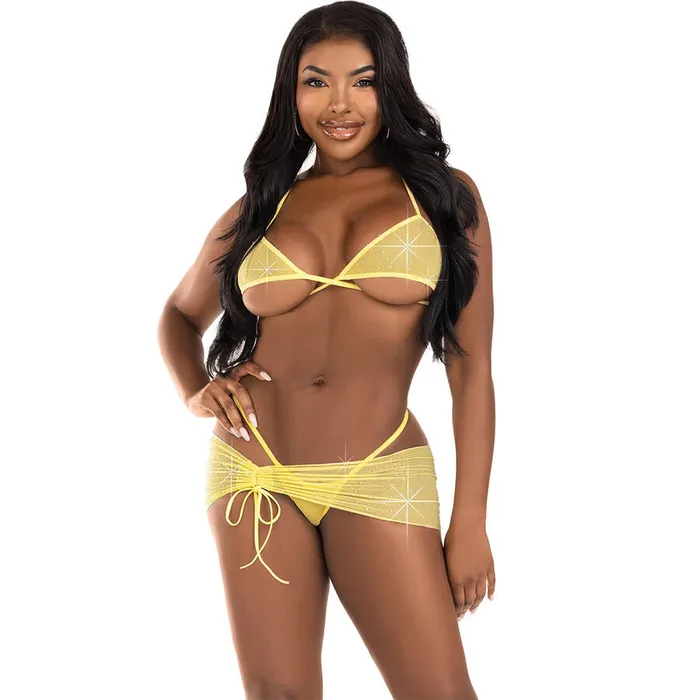 Anal Leg Avenue LEG AVENUE THREE PIECES DIAMONDS SET YELLOW ML
