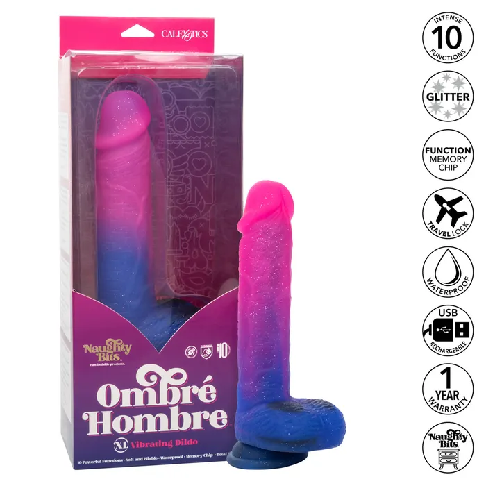 CalExotics Naughty Bits Ombre Hombre XL Vibrating Dildo CalExotics Female Sex Toys