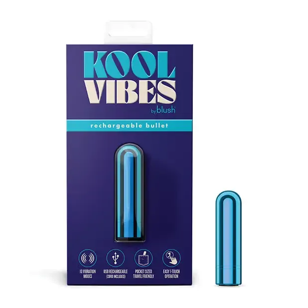 Female Sex Toys Kool Vibes Rechargeable Mini Bullet Blueberry Blush