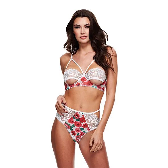 Lucidtoys Anal Baci White Floral Lace Bra Set ML