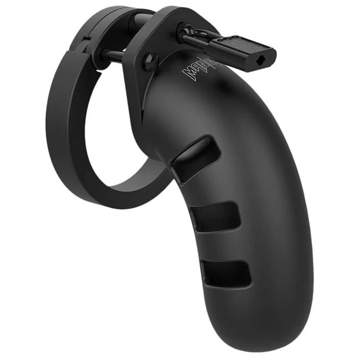 ManCage 21 45 Inch Silicone Cock Cage in Black Shots Toys Male Sex Toys