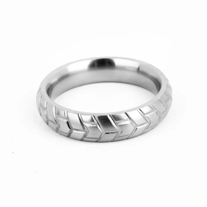 MeGa TIRE Stainless Steel Cock Ring Satin Dark Forge Male Sex Toys