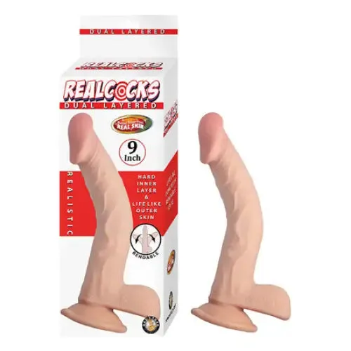 Realcocks Dual Layered 9 in White Novelties By Nasswalk Female Sex Toys Realcocks Dual Layered 9 in White Novelties By Nasswalk Female Sex Toys