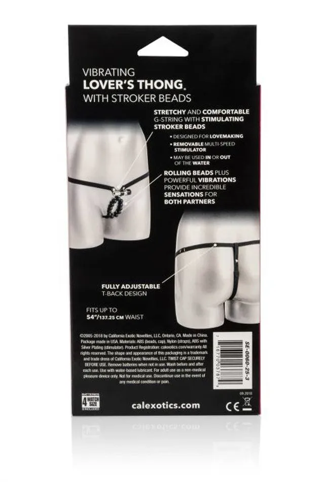 Male Sex Toys Cal Exotics Cal Exotics Vibrating Lovers Thong With Stroker Beads Black
