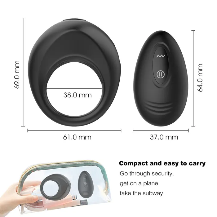 Male Sex Toys Winyi Alan Remote Control Cock Ring Black Winyi