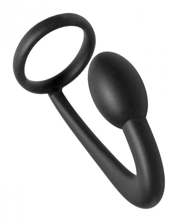 Male Sex Toys XR Brands XR Brands Master Series Prostatic Play Explorer Silicone Cock Ring and Prostate Plug