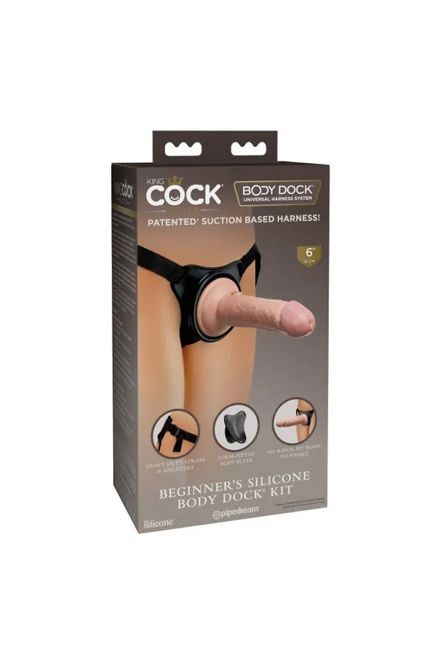 Pipedream Pipedream King Cock Elite Beginners Silicone Body Dock Strapon Kit Beige Female Sex Toys
