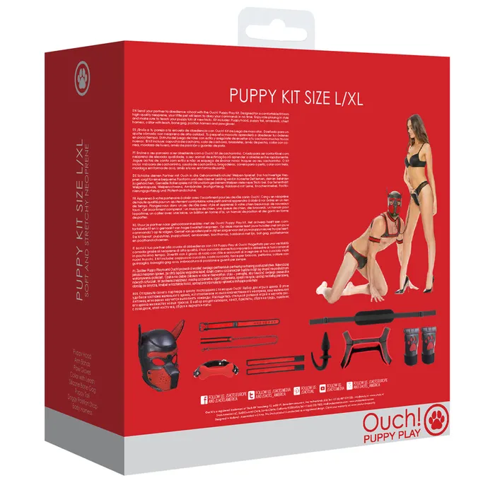 Shots Ouch Puppy Play Neoprene Kit LXL BlackRed Shots Toys Anal
