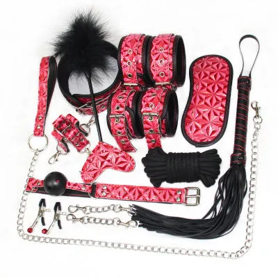 Couples LAZADASEXTOYS 10 pices Sexy en cuir en peluche Couples alternatifs flirter produits pour adultes BDSM Sex Toys pour femmes fouet menottes Sexs Shop