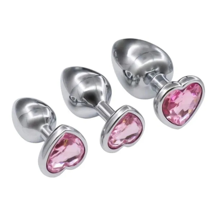 Lovegasm Anal Pink Jewel HeartShaped Princess Plug With Vibrator 28 to 366 Long Training Kit