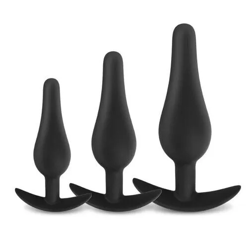Male Sex Toys AcmeJoy Silicone Pointy Head Butt Plugs 3 PCS AcmeJoy
