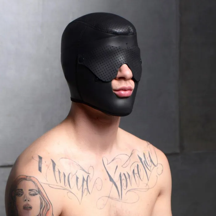 Male Sex Toys Scorpion Hood With Removable Blindfold and Face Mask Master Series