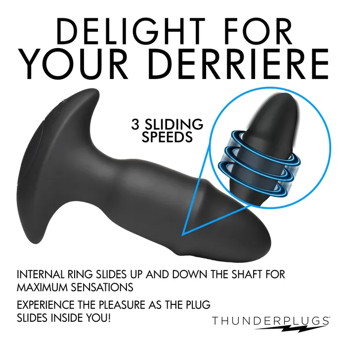 Male Sex Toys Thunderplugs 10X Sliding Ring Silicone Missile Plug with Remote