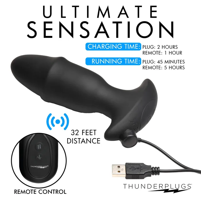 Male Sex Toys Thunderplugs 10X Sliding Ring Silicone Missile Plug with Remote