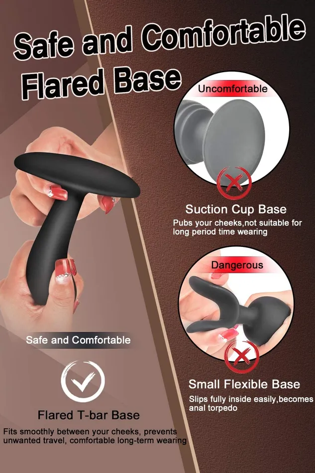 3 Sizes Wearable Anal Plugs Training Set with Flared Base Curved Shaft YOSPOSS Anal