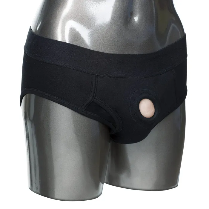 California Exotics Female Sex Toys California Exotics Packer Gear Black Brief Harness Strap On