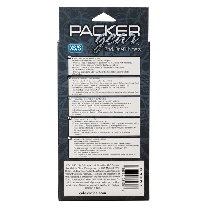 California Exotics Female Sex Toys California Exotics Packer Gear Black Brief Harness Strap On