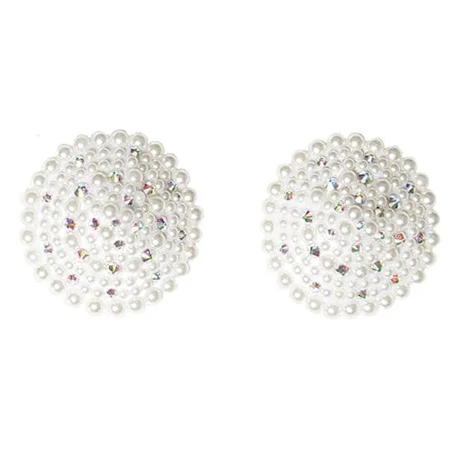 Coquette Pearl and Rhinestones Round Reusable Pasties Nipple Covers OS White Coquette Vibrators Coquette Pearl and Rhinestones Round Reusable Pasties Nipple Covers OS White Coquette Vibrators