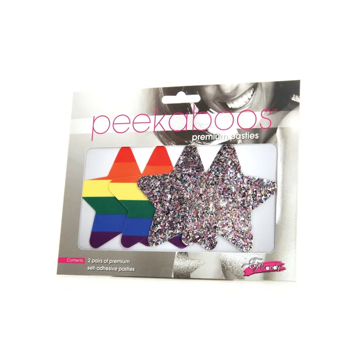 Eye Candy Female Sex Toys Eye Candy Peekaboos Pride Rainbow Glitter Stars Pasties Nipple Covers Pack of 2 Rainbow