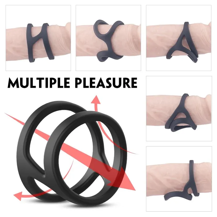 Male Sex Toys Longer Harder Silicone Dual Penis Ring Erection Enhancing Sex Toy YOSPOSS