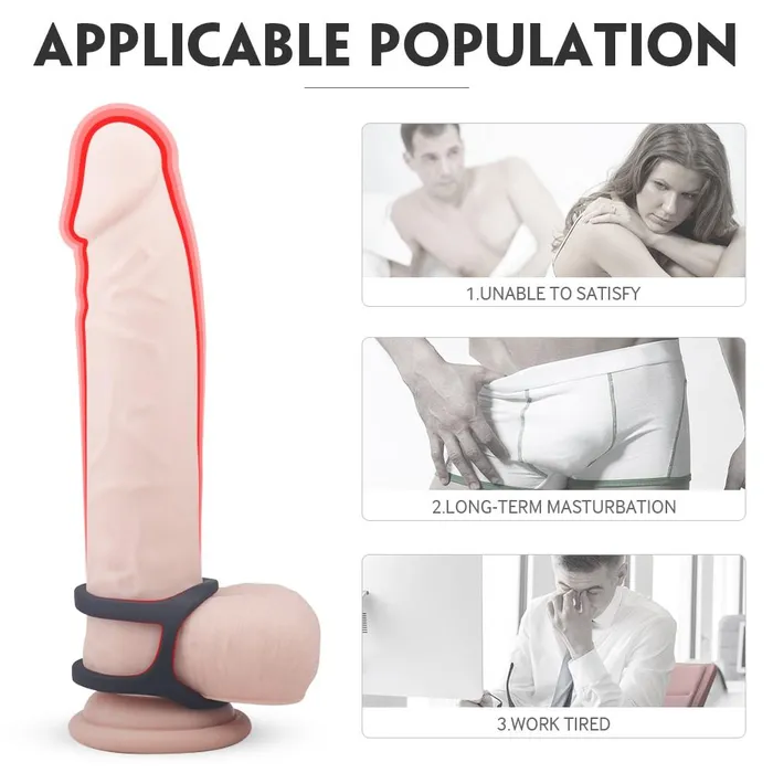 Male Sex Toys Longer Harder Silicone Dual Penis Ring Erection Enhancing Sex Toy YOSPOSS