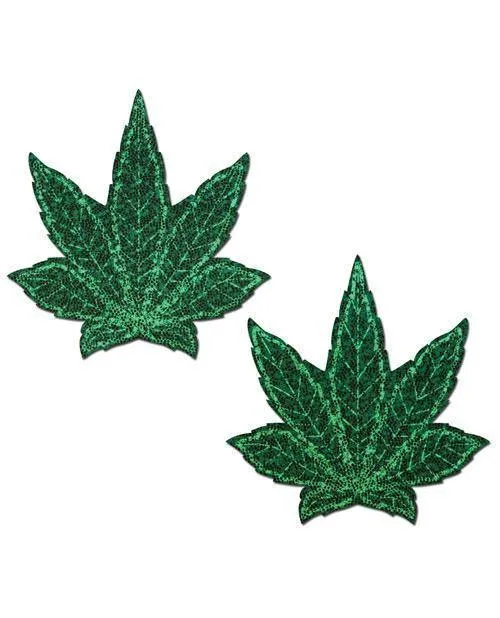 Pastease Glitter Marijuana Leafs Green Os Pastease Vibrators