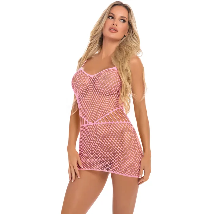 Pink Lipstick Vibrators Pink Lipstick Roll Up Net Mini Dress Costume
