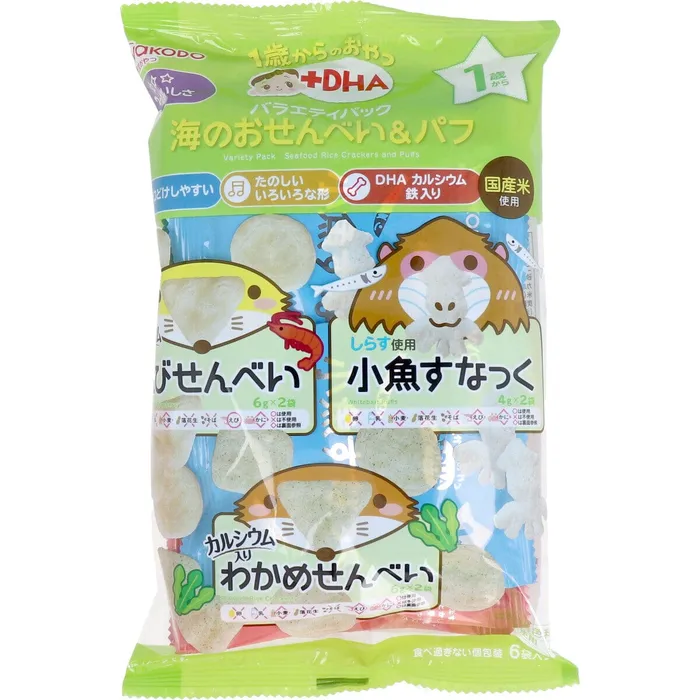 Wakodo Baby Snacks DHA Variety Pack Sea Rice Crackers Puffs 6 Bags Wakodo Enhancers Wakodo Baby Snacks DHA Variety Pack Sea Rice Crackers Puffs 6 Bags Wakodo Enhancers