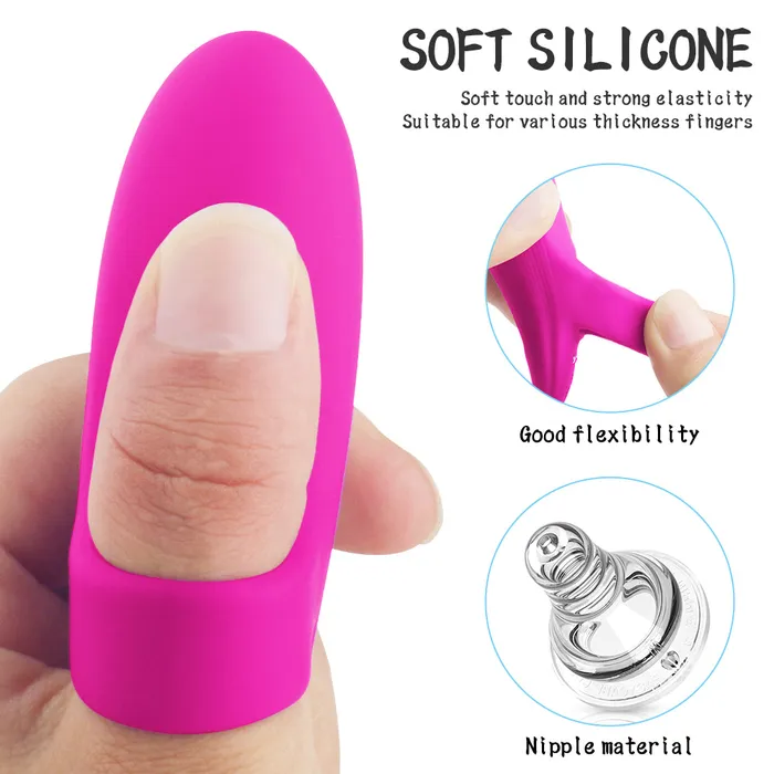YOSPOSS Female Sex Toys Rechargeable Silicone Finger Vibrator with 9Pattern Fingertip Teasing