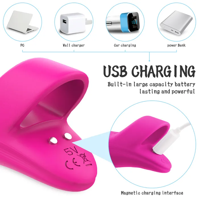 YOSPOSS Female Sex Toys Rechargeable Silicone Finger Vibrator with 9Pattern Fingertip Teasing