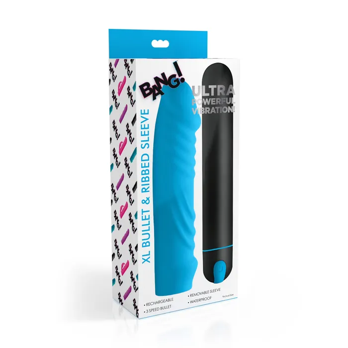 BANG Male Sex Toys 3 Speed XL Bullet and Silicone Ribbed Sleeve