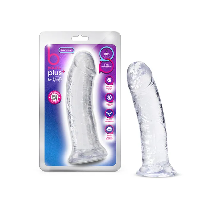 Blush B Yours Plus Roar n Ride 8 in Dildo with Suction Cup Clear Blush Dildos Blush B Yours Plus Roar n Ride 8 in Dildo with Suction Cup Clear Blush Dildos