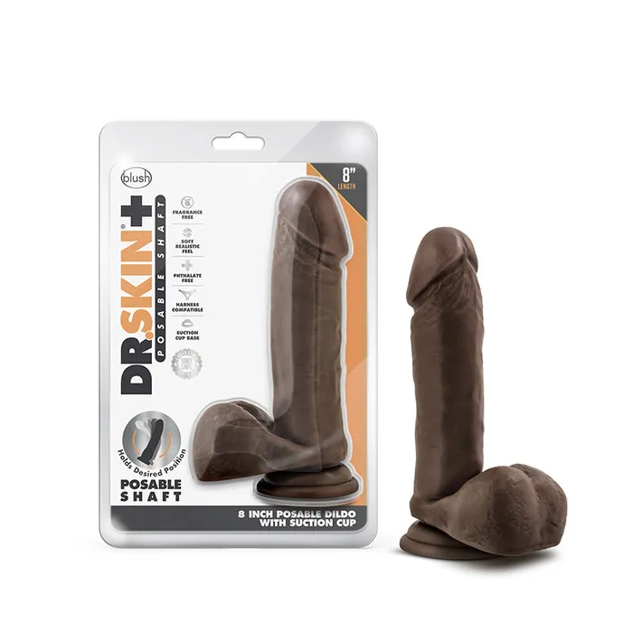 Blush Dr Skin Plus Realistic 8 in Triple Density Posable Dildo with Balls Suction Cup Brown Blush Dildos Blush Dr Skin Plus Realistic 8 in Triple Density Posable Dildo with Balls Suction Cup Brown Blush Dildos