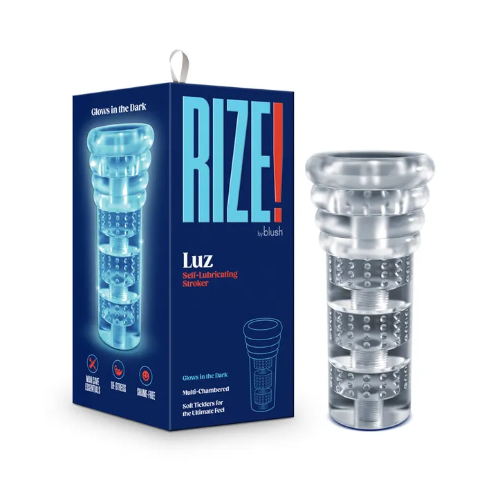 Blush Male Sex Toys RIZE Luz Glow in the Dark SelfLubricating Stroker Clear Blush Male Sex Toys RIZE Luz Glow in the Dark SelfLubricating Stroker Clear