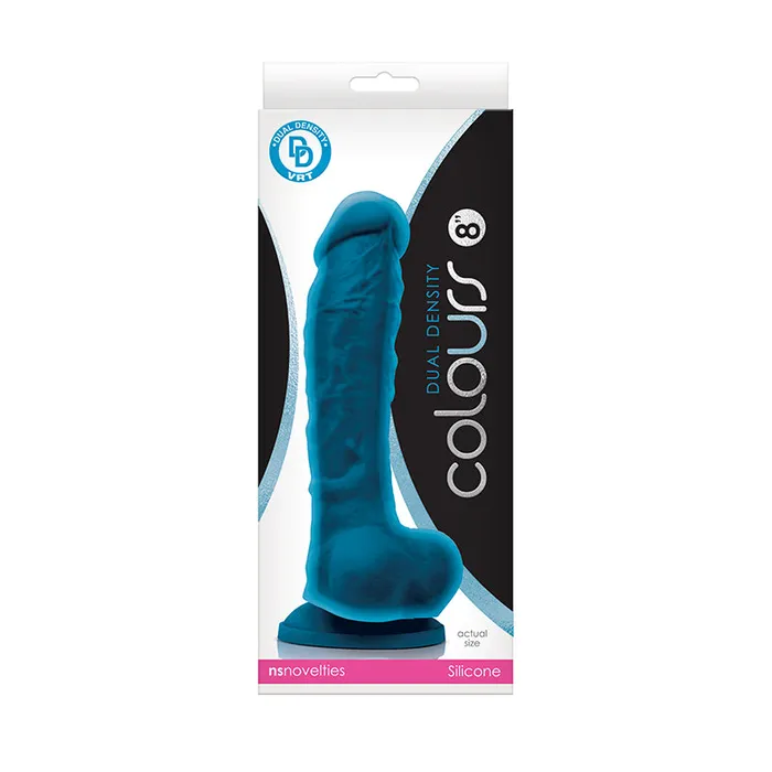 Colours Dual Density 8 in Dildo Blue New Sensations Novelties Inc Dildos