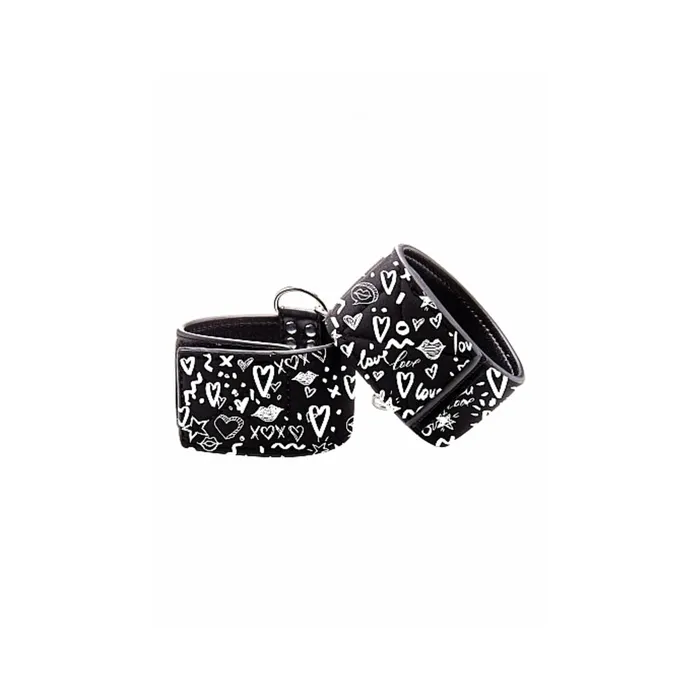 Couples Ouch Printed Ankle Cuffs Love Street Art Fasion Black Shots America LLC Couples Ouch Printed Ankle Cuffs Love Street Art Fasion Black Shots America LLC