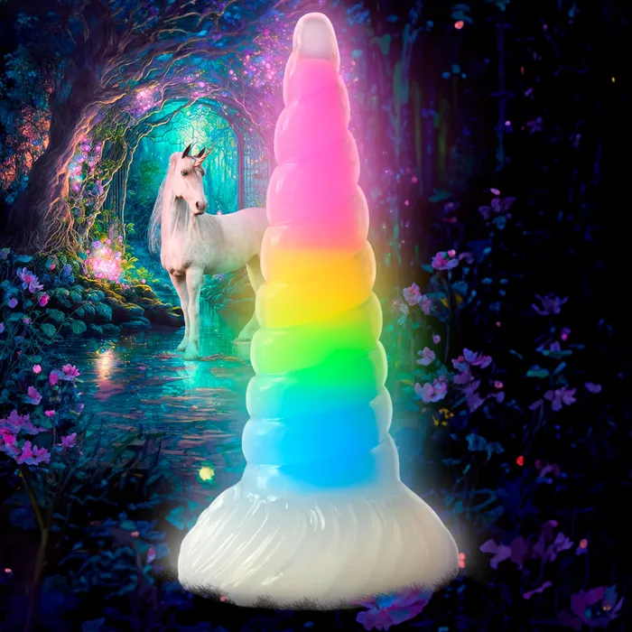 Creature Cocks Dildos UniGlow GlowintheDark Rainbow Silicone Dildo