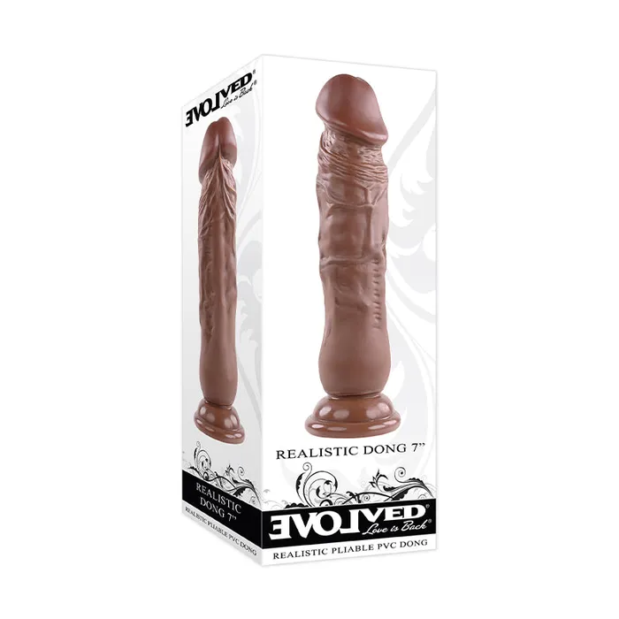 Evolved Realistic 7 in Dildo With Balls Brown Evolved Female Sex Toys