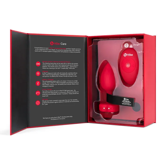Its the Bomb Anal BVibe Vibrating Heart Butt Plugs w Remote MedLg Scarlet Ruby