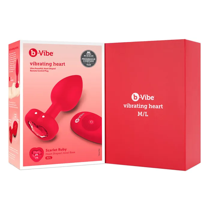 Its the Bomb Anal BVibe Vibrating Heart Butt Plugs w Remote MedLg Scarlet Ruby