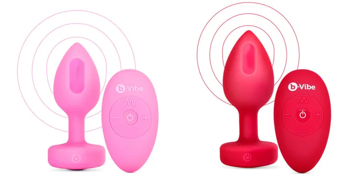 Its the Bomb Anal BVibe Vibrating Heart Butt Plugs w Remote MedLg Scarlet Ruby