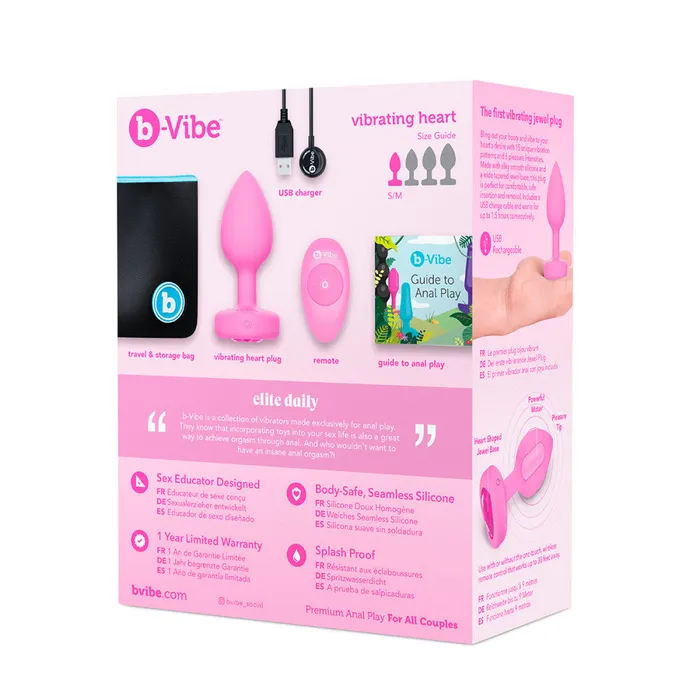 Its the Bomb Anal BVibe Vibrating Heart Butt Plugs w Remote MedLg Scarlet Ruby